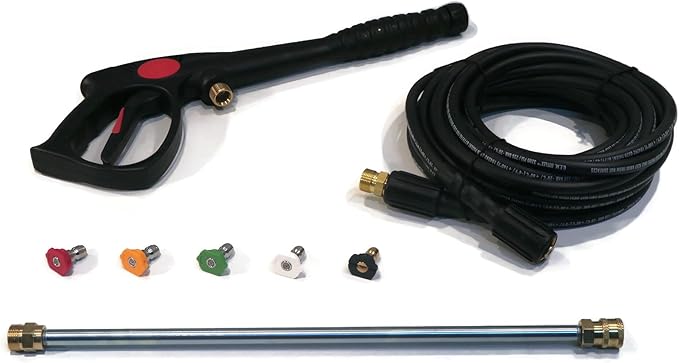 The ROP Shop Pressure Washer Front Entry Spray Gun, Maximum 3000 PSI, 140° F, 7 GPM, with 18" Extension Wand, 5 Quick-Connect Spray Tips, and 35 ft Hose