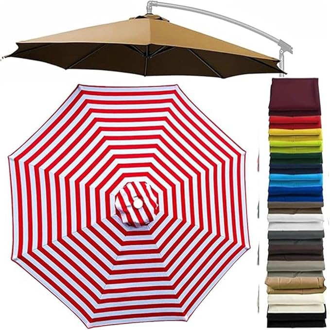 Patio Cantilever Umbrella Replacement Canopy Round 8ft/10ft 8Ribs,Replacement Parasol Canopy Cover with Fade Resistant for Market Table Backyard Garden