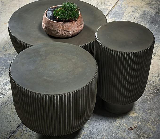Outdoor Fiberglass Bowl Shape End Table Center Round Coffee Set Living Room Furniture
