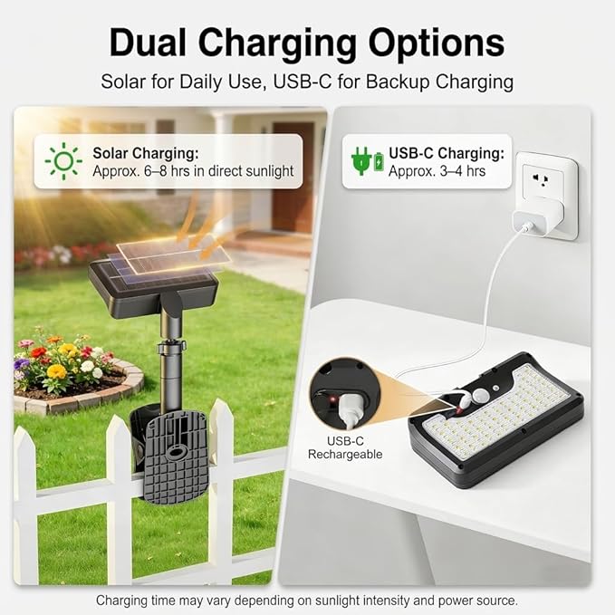 iMaihom Clip On Solar Lights Outdoor with Motion Sensor, 92 LED 600LM Solar Fence Lights, Warm/Neutral/Cool White, 360° Adjustable, IP65 Waterproof Security Light for Deck, Gutter, Porch (4, Black)