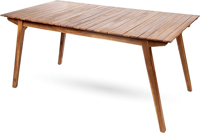 Christopher Knight Home 7 Piece Outdoor Dining Set, 69" Acacia Wood Patio Table with 6 Wooden Chairs, Teak Finish Solid Wood Dining Table Set for Backyard Garden Porch Deck