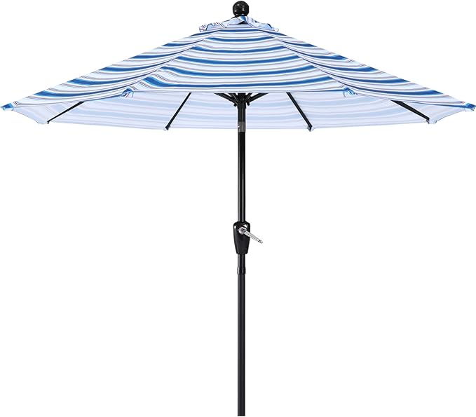 ABCCANOPY 9FT Patio Umbrella - Outdoor Waterproof Table Umbrella with Push Button Tilt and Crank, 8 Ribs UV Protection Pool Umbrella for Garden, Lawn, Deck & Backyard (Navy Blue Stripes)