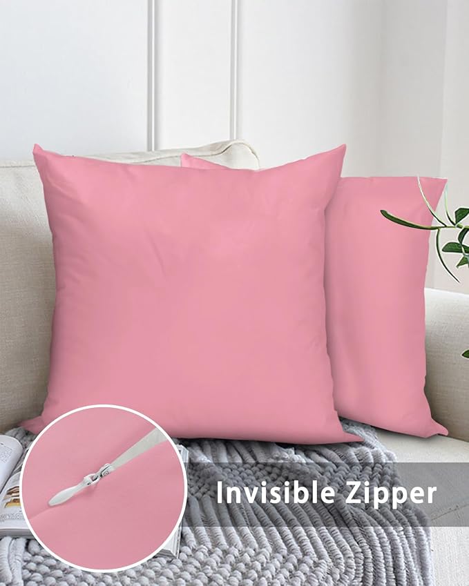 Outdoor Waterproof Throw Pillows Minimalist Solid Pure Pink Patio Pillows,Decorative Pillow Covers with Insert,Pillow Cushion Case for Garden Couch Sofa Unadorned Single Color Art