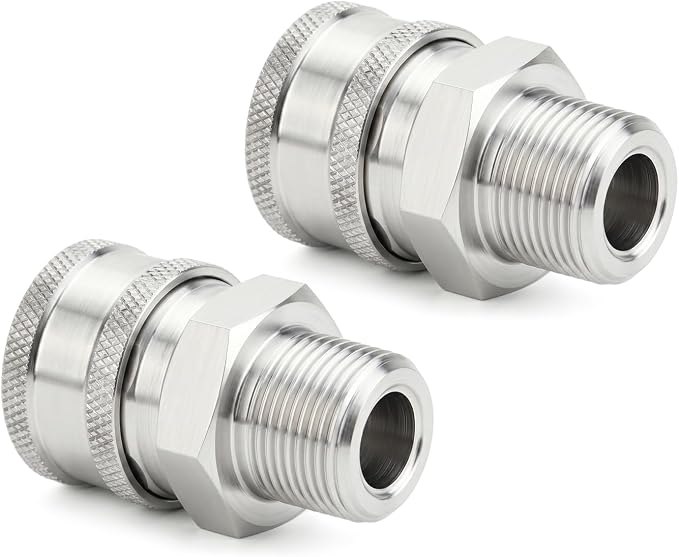 TAISHER 8PCS 304 Stainless Steel 3/8" Male NPT High Pressure Washer Quick Connect Coupler for Pressure Washing Gun Hose Accessories
