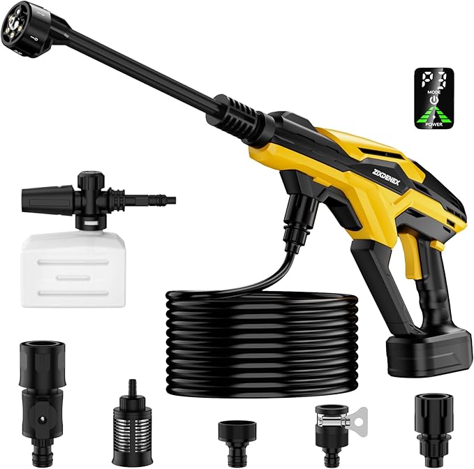 800PSI Cordless Portable Washer for Dewalt 20V Battery, Portable Handheld Washer with Brushless Motor, 6-in-1 Nozzle, 3 Level Adjustable for Car Yard Fence Wall Clean (Battery Not Included)