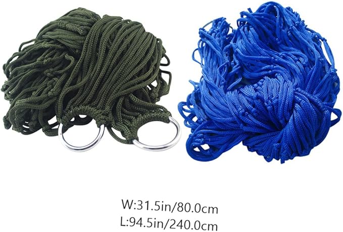 LIOOBO 2pcs Outdoor Nylon Rope Hammock Camping Bed Mesh Net Lightweight Hanging Hammock Chair for Traveling