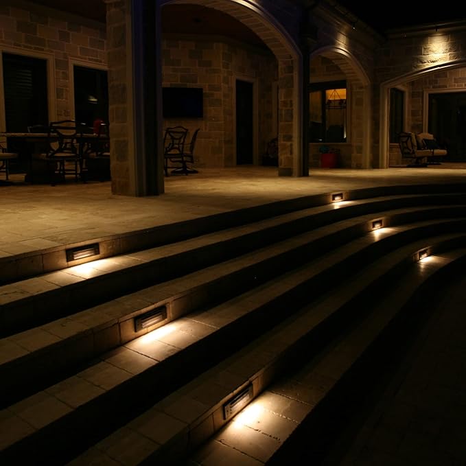 Deck Light Full Brick Low Voltage Landscape Lighting 12V Steps Lighting LED Outdoor Decorative Deck Steps Light Dual Light Pathway for Patio Outside Landscape Walkway Stair