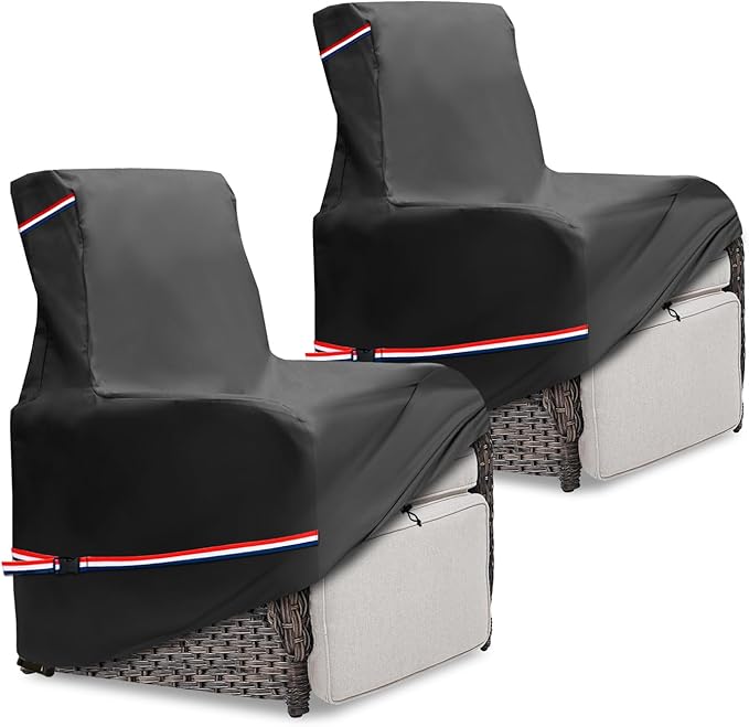 Outdoor Recliner Chair Covers 2 Pack,Patio Swivel Chair Covers,600D Heavy Duty Waterproof Patio Rocking Chairs Cover,Outdoor Furniture Covers for All Weather Protection.Black