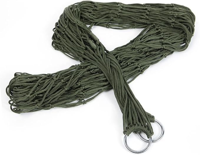 Outdoor Portable Nylon Hammock Mesh Swing Bed for Camping Hiking and Picnics Lightweight and Easy to Carry for Relaxation Green