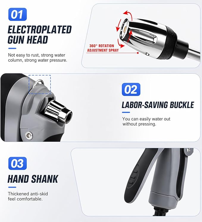 Pressure Washer Gun, 2026 Upgraded High Hose Nozzle, Hydro Power Water Jet Cleaner, Adjustable Nozzle Pressure Washer Attachment for Car, Patio, Driveway & Outdoor Cleaning