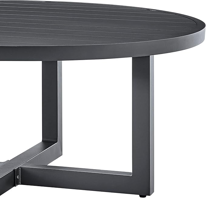 Armen Living Argiope Outdoor Patio Round Coffee Table in Grey Aluminum