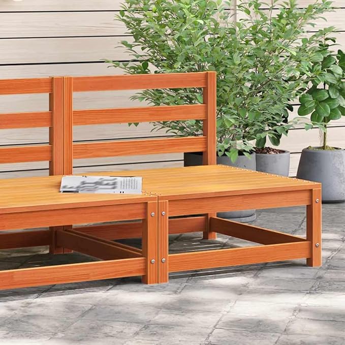 Outdoor Sofa 27.6x27.6x26.4 in Solid Pine Patio Loveseat Armless Wax Brown Sectional for Balcony Garden and Porch