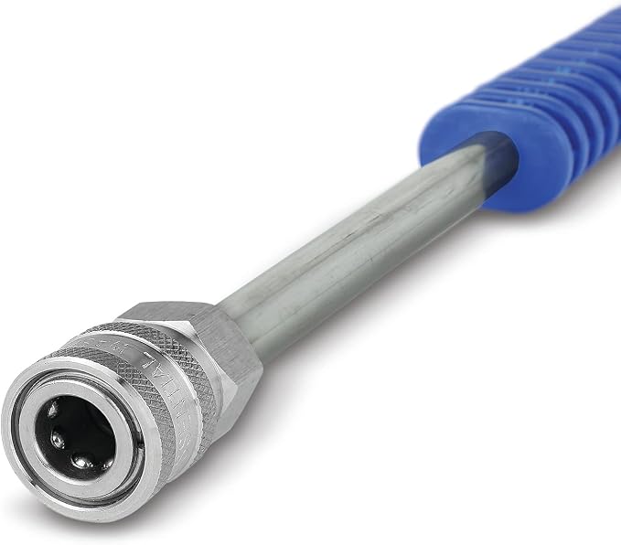 ESSENTIAL WASHER 18" Pressure Washer Extension Wand - Stainless Steel Power Washer Wand with Molded Grip - Short Pressure Washer Wand Replacement - Stainless Steel 1/4” QC Plug & Coupler Preinstalled
