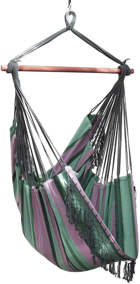 Vivere Cotton Hammock Chair with Hardwood Spreader Bar - 250 lb Capacity (Watermelon)