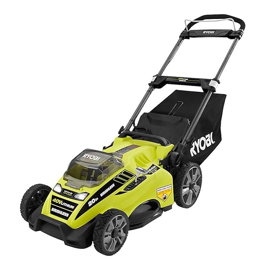 Ryobi RY40180 40V Brushless Lithium-Ion Cordless Electric Mower Kit, with 5.0Ah Battery, 19.88" x 40.748" x 22.677"