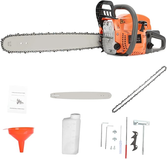 Gas Chainsaw, 58CC Top Handle 20 Inch Gasoline Chainsaw for Craftsman Wood Cutting, Handheld Cordless Gas Powered Petrol Chain Saws for Forest, Wood, Garden and Farm Cutting Use
