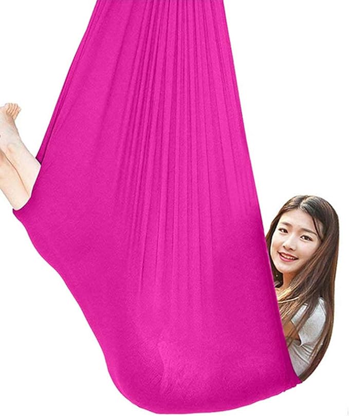 Sensory Swing Indoor Swing Chair for Kids Child and Teens Soft Hanging Hammock Includes Hardware with Special Needs Calming Effect On Children (Color : Rose red, Size : 150 x 280 cm)