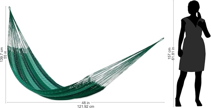NOVICA Multicolor Green Striped Hand Woven Nylon Mayan 1 Person Rope Hammock, 'Caribbean Dream' (Single)