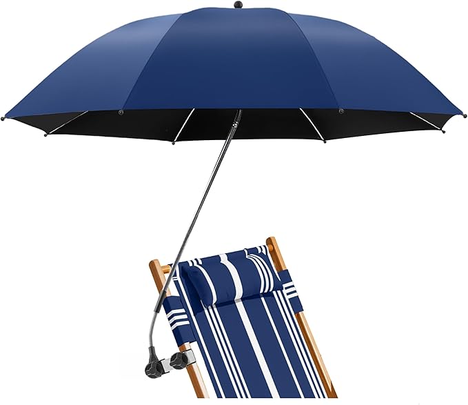 Beach Umbrella, 360 ° Chair Umbrella with Clamp, UPF50+ Shade for Beach, Sand, Patio, Yard (Not Includ Chair)