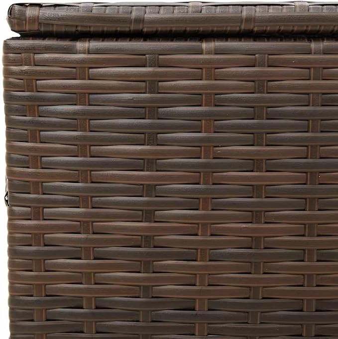 Brown 76.9 Gal Poly Rattan Garden Storage Box with Waterproof Bag for Patio Cushions