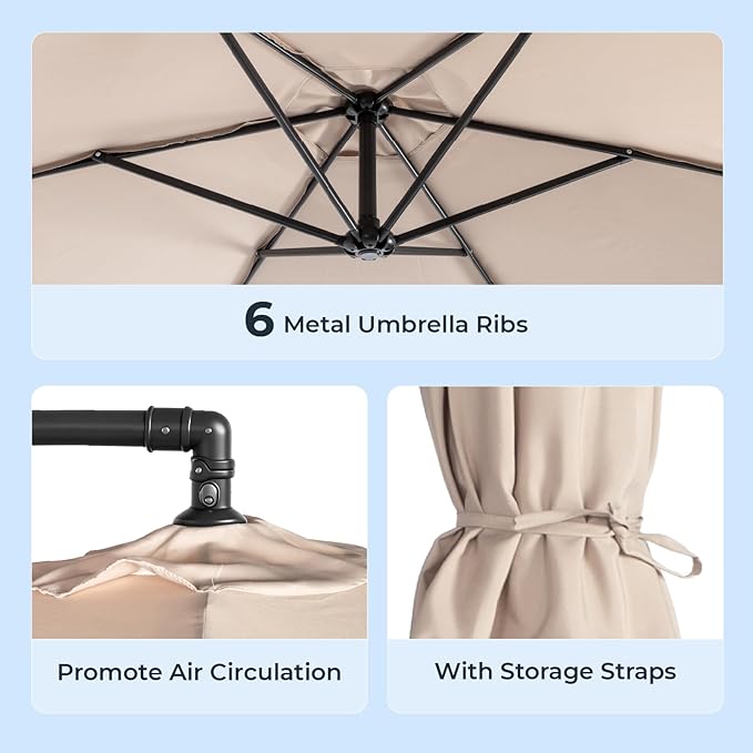 Bonnlo Patio Umbrella with Easy Push Button Tilt Outdoor Patio Umbrella Backyard Market Table Umbrella
