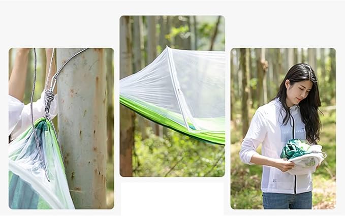 Outdoor Hammock Anti-Rollover Travel Camping Portable Hammock Hanging Chair Outdoor Portable Camping Travel Equipment (Color : Green-a, Size : 260 * 140cm)