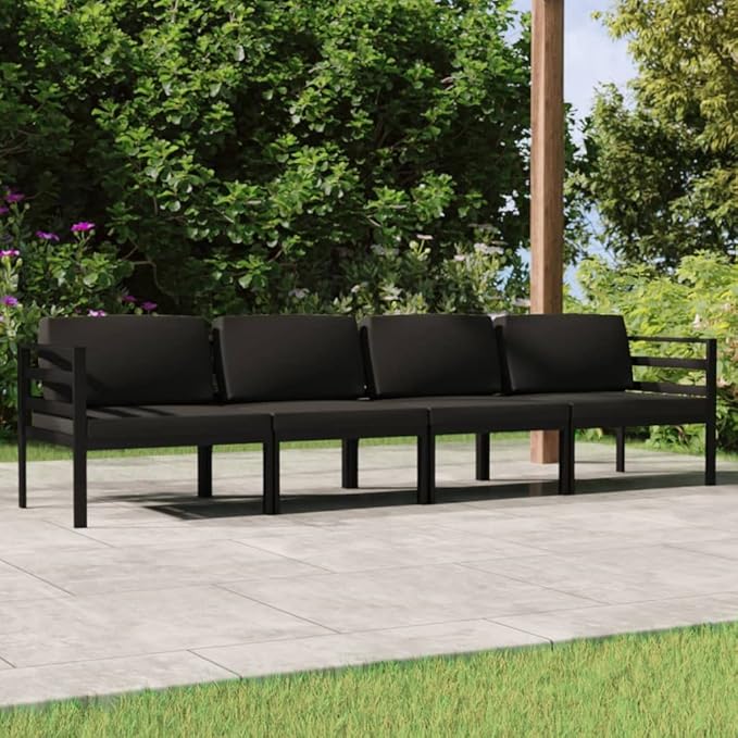 4 Piece Patio Lounge Set,Outdoor Furniture Set Outdoor Garden Conversation Set for Patios Gardens Backyard Courtyard with Cushions Aluminum Anthracite