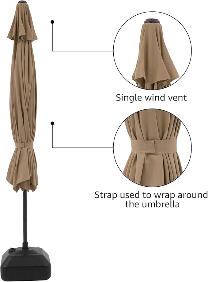 COBANA Patio Umbrella with Base Included, Outdoor Market Table Umbrella with Umbrella Stand Weights