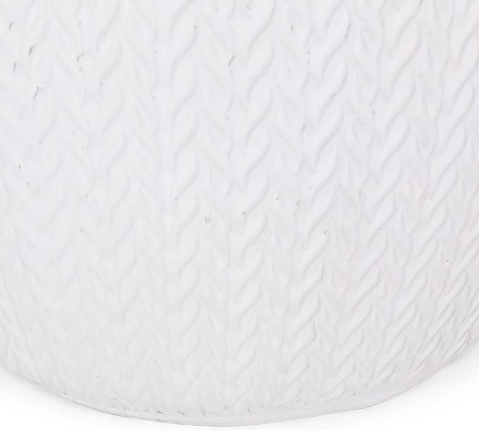 Outdoor Side Table 15.75" Drum Shape Lightweight Concrete-Look Outdoor Indoor Accent Table Decorative Garden Stools, for Patio Porch Living Room, White