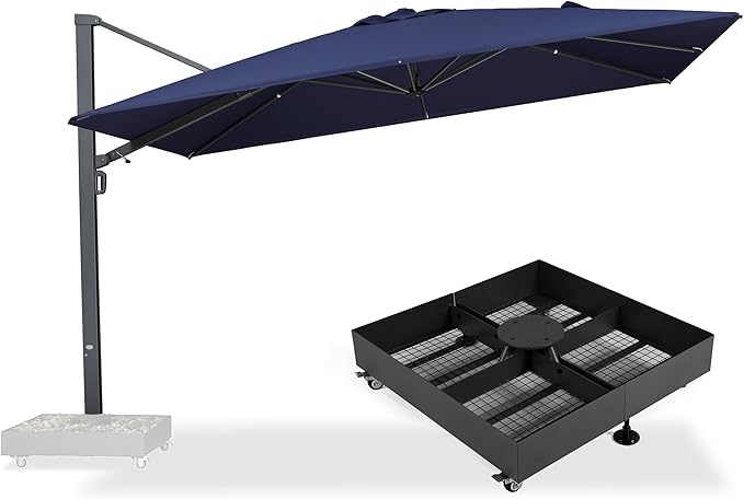 PURPLE LEAF 13' X 10' Aluminum Offset Cantilever Patio Umbrella Navy Blue