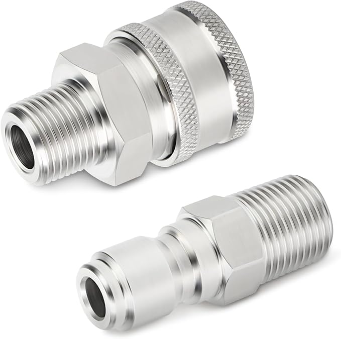 TAISHER 2PCS 304 Stainless Steel 3/8" Female NPT High Pressure Washer Quick Connect Coupler for Pressure Washing Gun Hose Accessories