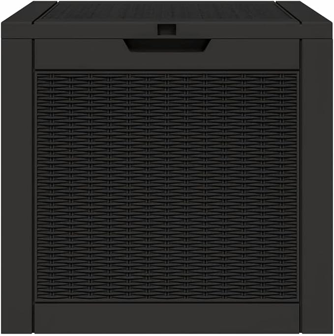 Garden Storage Box Black Polypropylene 31.2 Gallon capacity,Durable Outdoor Garden Storage Box with Imitation Rattan Design for Cushions, Tools & Patio Decor Storage Boxes