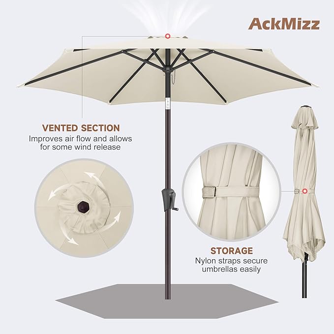 7.5FT Outdoor Patio Umbrella - Table Umbrella Waterproof UV Protection, Sombrillas de Patio with Push Button Tilt, Sun Umbrella for Pool, Porch, Garden, Deck, Backyard (Ivory)