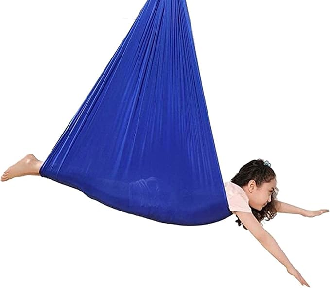 Kid Sensory Swing Indoor Yoga Hammock Steady Hanging Seat Chair House Cuddle Swing for Autism ADHD Aspergers (Color : Blue, Size : 100 x 280 cm (L x W))