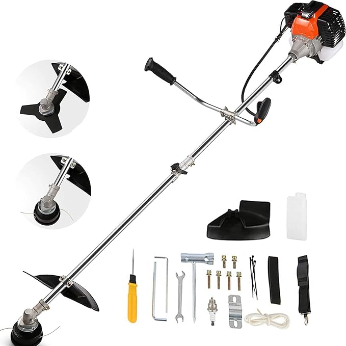 42.7cc Weed Eater Gas Powered 2-in-1 Cordless Grass Trimmer/Edger, 2-Cycle Gas String Trimmer with 2 Detachable Head for Trimming Grass/Weed