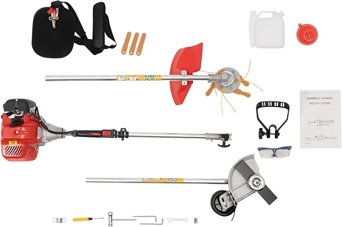 Brush Cutter, 2-Stroke Gas Edger Gas Powered Weed Wacker Gas Weed Trimmer Brush Cutter Lawn Edger Grass Trimmer Weed Eater Grass Tools Weed Eater for Weeds and Grass (43CC)