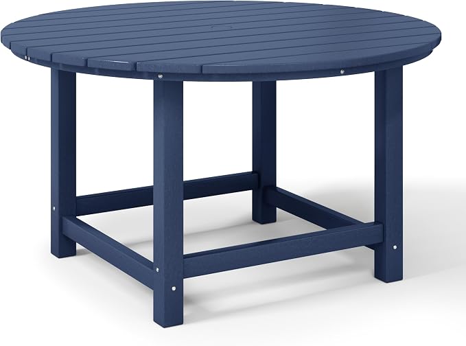 WestinTrends Malibu Kids Outdoor Patio Furniture HDPE 38" Wide Round Dining Table, Navy Blue