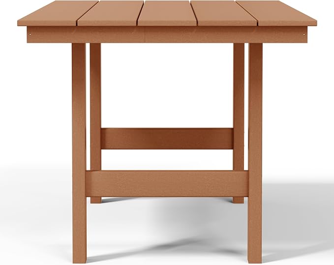 WestinTrends Ashore Outdoor Modern HDPE 66" Wide Rectangle Patio Dining Table for 6, Teak