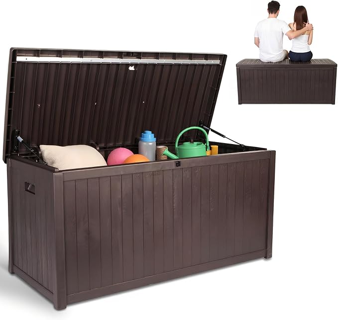 Large Outdoor Storage Boxes Lockable Garden Storage Box Waterproof Deck Box for Furniture Outside Cushions Gardens Pool Tools