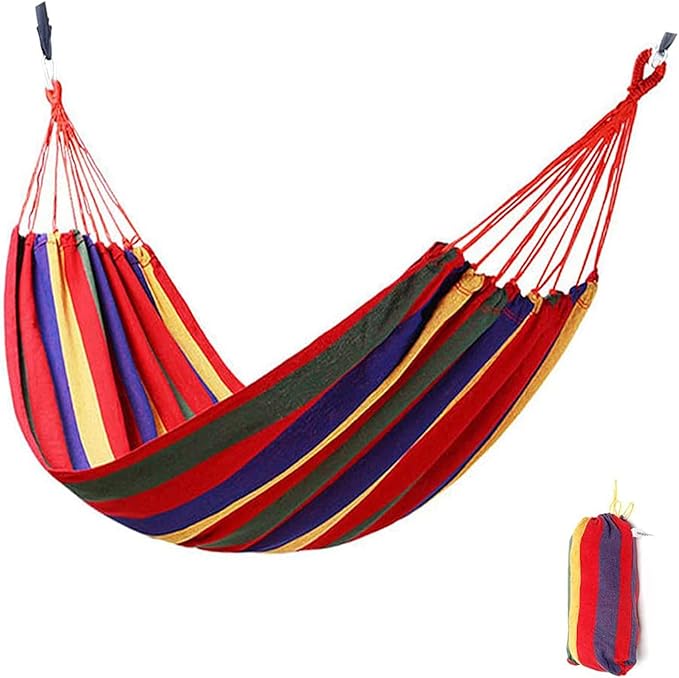 Hammock Garden Camping Swing Portable 2 Person Outdoor 190 X 150 cm Beach Travel Sleeping Canvas 150Kg Load Capacity,Orange