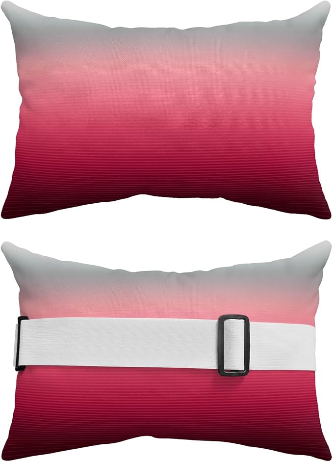 Outdoor Pillows Covers with Inserts Grey Red Ombre Stripe Line Gradient Waterproof Recliner Pillow with Adjustable Strap Throw Pillows for Patio Furniture Pool Lounge Chair, 11x16 Inch, 1PCS