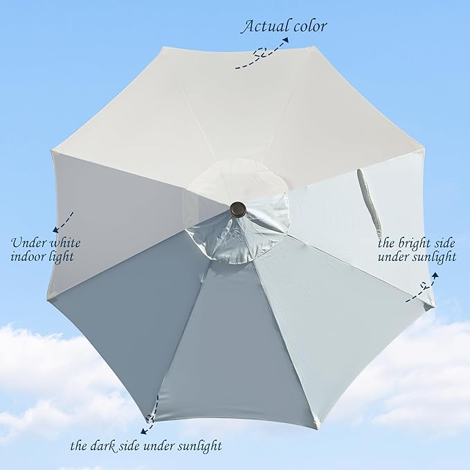 Blissun 9ft Patio Umbrella Replacement Canopy, Market Umbrella Top, Outdoor Table Umbrella Canopy for 8 Ribs, Canopy Only