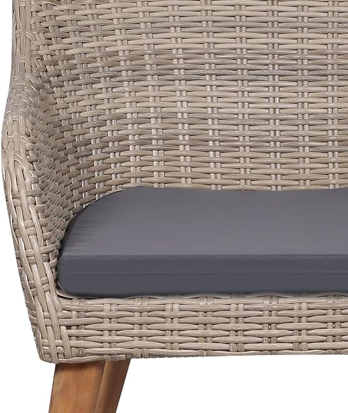 7 Piece Patio Dining Set with Cushions, Acacia Wood Outdoor Dining Table and Chairs for Garden Backyard, Tempered Glass Tabletop and Steel Frame, Brown