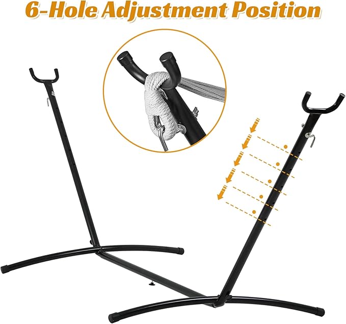 9FT Hammock Portable Hammock Stand 2 Person Heavy Duty Hammock Stand with Portable Carrying Case, Adjustable 6 Optional Hook Positions, for Outdoors & Indoors(Blue)