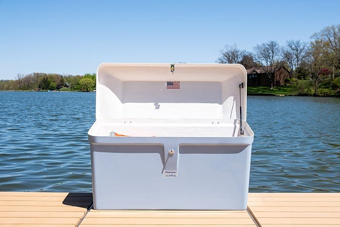 DoxBox Fiberglass Storage Box. US Made Weatherproof Storage with UV-Resistant Gelcoat for Waterfront, Boat, and Outdoor Gear, Rectangle Shape (white)