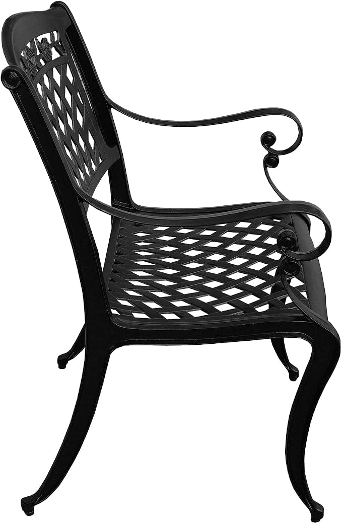 Oakland Living 1025-1855(8)-LBK Modern Outdoor Mesh Lattice Aluminum 95-in Large Black Oval Patio Eight Arm Chairs Dining Set