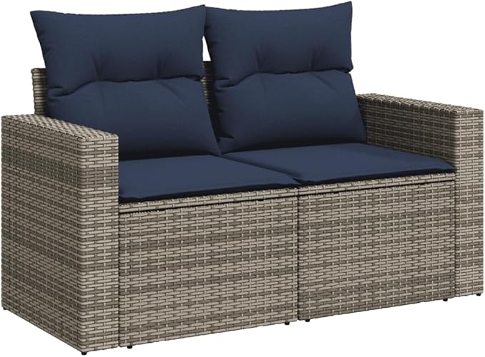 vidaXL Patio Sofa Set with Cushions 14 Piece, Outdoor Conversation Set, Sectional Sofa for Garden Balcony, Patio Furniture, Gray Poly Rattan