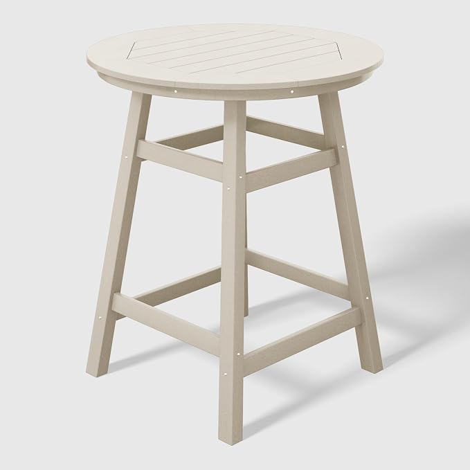 WestinTrends Malibu 5-Piece HDPE Outdoor Patio Dining Bar Bistro Table Set with Counter High Round Bar Stools