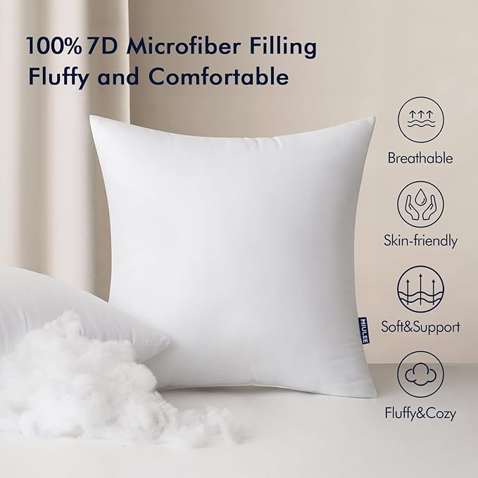 MIULEE Pack of 4 Waterproof Pillow Inserts Bundle Pack of 2 Outdoor Pillow Covers Yellow 20x20 Inch