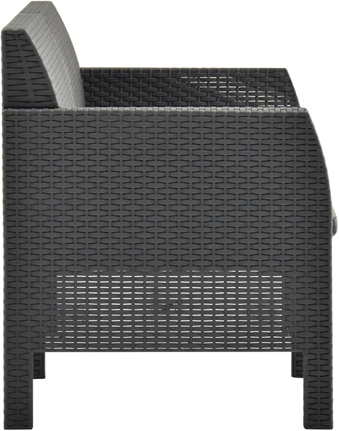 Backyard Furniture Patio Conversation Sets Outdoor Seating 2 Piece Patio Lounge Set with Cushions PP Rattan Anthracite Suitable for Swimming Pool, Courtyard, Garden